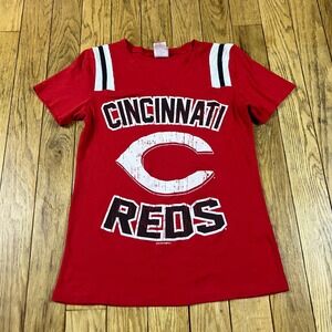 Cincinnati Reds Womens V Neck T Shirt Jersey Style Red "C" Logo M